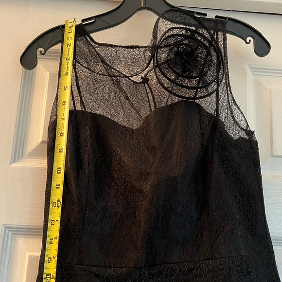 Latrice Black Sheer floral black tie lined dress midi length - Picture 4 of 14